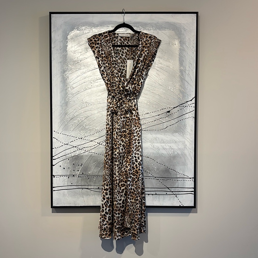 Bishop & Young Aeries Wrap Flowy Dress Size XS Leopard Print NWT